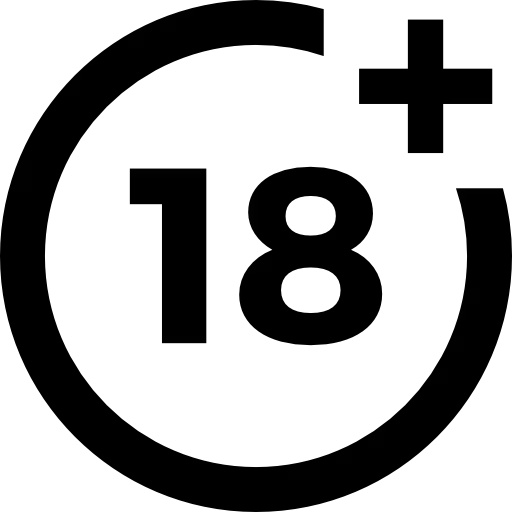 a black circle with an 18+ sign