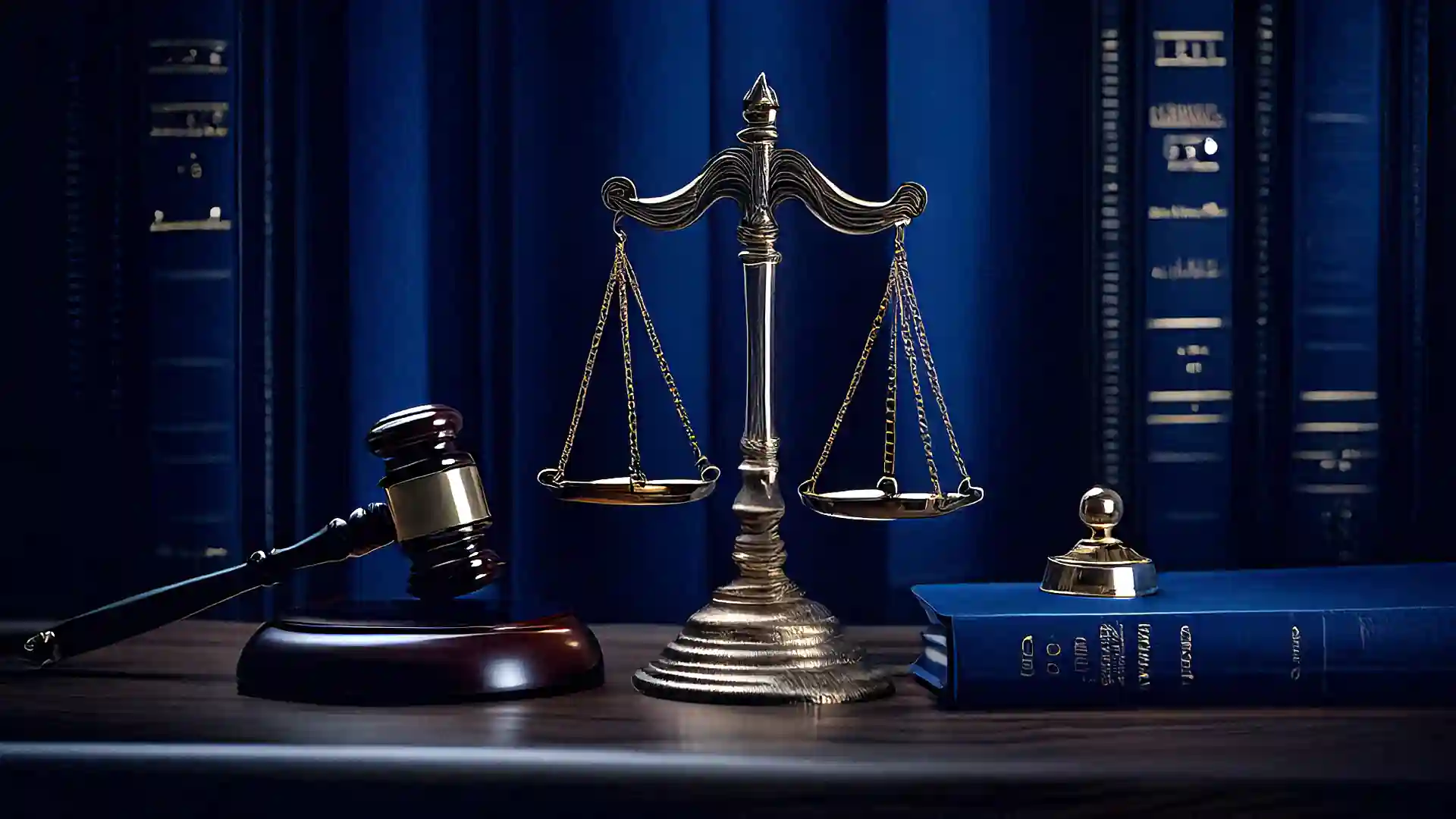 a judge's desk with books