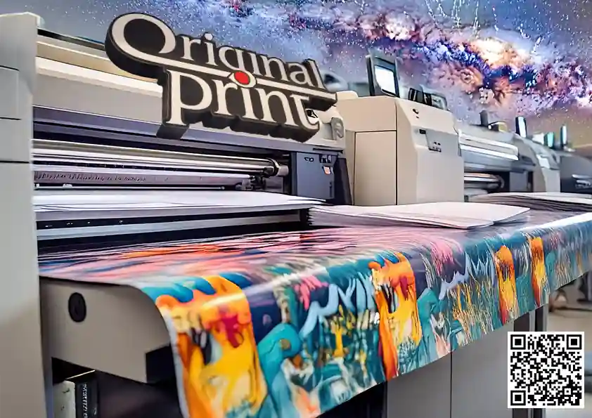 original print shop plotter with milky way galaxy background